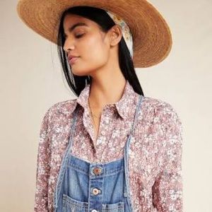 Anthropologie Pilcro and the Letterpress Denim Overalls Relaxed Fit 31 Petite
